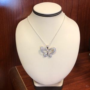 Sterling Silver Cubic Zirconia Butterfly Necklace